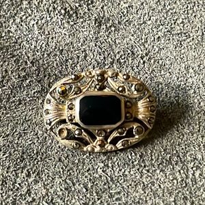 Sterling Onyx and Marcasite Art Deco Scatter Pin